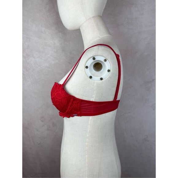 Red Lace Padded Victoria’s Secret Bra 34B - Picture 3 of 6